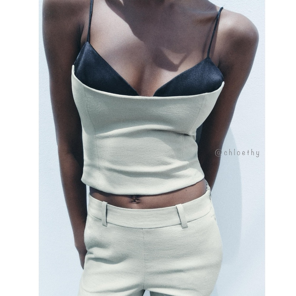 Zara CONTRASTING TANK TOP